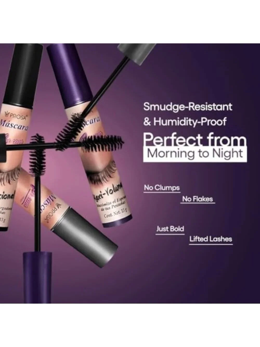 3-Pack Waterproof Mascara Set - Volume & Lengthening, Smudge-Proof, Clump-Free